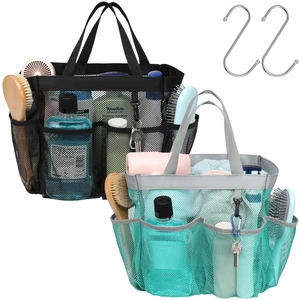 2 Packs, S-Hook, Shower Bag for Dorm Camping | 8 Pockets, 2-Handle, Quick-Dry, Hanging College Dorm Room Essentials for Girls, Gym, Travel & Bathroom, Black & Mint Green 2 Packs, S-Hook, Shower Bag for Dorm Camping | 8 Pockets, 2-Handle, Quick-Dry, Hanging College Dorm Room Essentials for Girls, Gym, Travel & Bathroom, Black & Mint Green