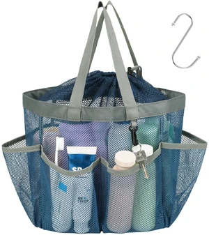 2-Handle Shower Bag for Dorm | 8 Deep Pockets, S-Hook, Quick-Dry Mesh, College Dorm Room Essentials for Girls, Camping, Gym, Travel & Bathroom, Blue 2-Handle Shower Bag for Dorm | 8 Deep Pockets, S-Hook, Quick-Dry Mesh, College Dorm Room Essentials for Girls, Camping, Gym, Travel & Bathroom, Blue