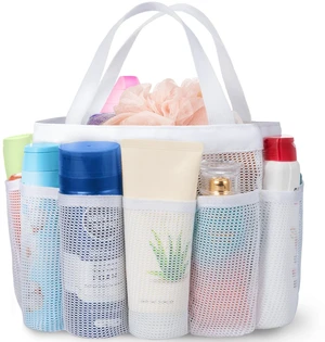 1 Pack, White | 2 Handles, Freestanding, Quick Dry Tote Bag, 7 Pockets, for Toiletry, Bathroom, Beach, Swimming, Gym, Camping, Travel 1 Pack, White | 2 Handles, Freestanding, Quick Dry Tote Bag, 7 Pockets, for Toiletry, Bathroom, Beach, Swimming, Gym, Camping, Travel