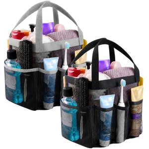 2 Pack, Black&Grey | 2 Handles, Freestanding, Quick Dry Tote Bag, 7 Pockets, for Toiletry, Bathroom, Beach, Swimming, Gym, Camping, Travel 2 Pack, Black&Grey | 2 Handles, Freestanding, Quick Dry Tote Bag, 7 Pockets, for Toiletry, Bathroom, Beach, Swimming, Gym, Camping, Travel