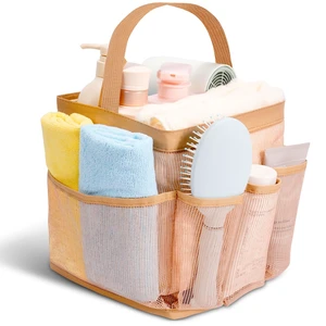 9 Pockets,Large-Capacity Shower Basket,Quick Dry Toiletry Tote Bag for Women,Outdoor Gym,Travel,Swim,Beach Camping Essentials-Brown 9 Pockets,Large-Capacity Shower Basket,Quick Dry Toiletry Tote Bag for Women,Outdoor Gym,Travel,Swim,Beach Camping Essentials-Brown
