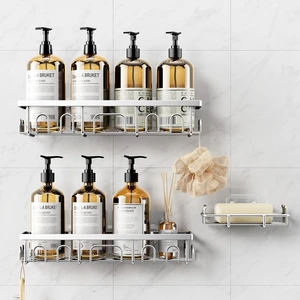 Shower Caddy, 3 Pack Shower Shelves for Inside Bathroom, Rustproof Adhesive Bathroom Organizer with Soap Holder, No Drilling Washroom Organizers and Storage for Tub Room/Kitchen/Home, Silver Shower Caddy, 3 Pack Shower Shelves for Inside Bathroom, Rustproof Adhesive Bathroom Organizer with Soap Holder, No Drilling Washroom Organizers and Storage for Tub Room/Kitchen/Home, Silver