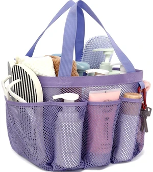 Mesh Shower Caddy Portable for College Dorm, Quick Dry Hanging Shower Bag with 8 Pockets, Bathroom Tote Organizer for Gym, Travel, Camping, Purple Mesh Shower Caddy Portable for College Dorm, Quick Dry Hanging Shower Bag with 8 Pockets, Bathroom Tote Organizer for Gym, Travel, Camping, Purple