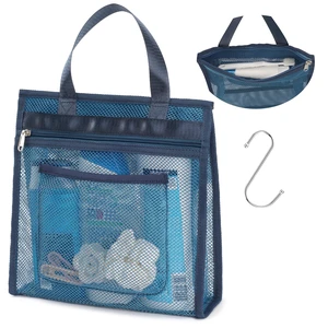 Small Mesh Shower Caddy Portable - Zipper Gym Travel Shower Bag, Navy Blue | 3 Pockets, Quick-Dry Mesh, S-Hook, Hanging Shower Caddy for Toiletry Essentials, Bathroom & Camping Small Mesh Shower Caddy Portable - Zipper Gym Travel Shower Bag, Navy Blue | 3 Pockets, Quick-Dry Mesh, S-Hook, Hanging Shower Caddy for Toiletry Essentials, Bathroom & Camping