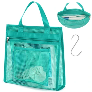 Zipper Gym Travel Shower Bag, Mint Green | 3 Pockets, Quick-Dry Mesh, S-Hook, Hanging Shower Caddy for Toiletry Essentials, Bathroom & Camping Zipper Gym Travel Shower Bag, Mint Green | 3 Pockets, Quick-Dry Mesh, S-Hook, Hanging Shower Caddy for Toiletry Essentials, Bathroom & Camping