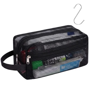 Toiletry Shower Bag for travel Gym | 2 Pockets, Quick-Dry Mesh, S-Hook, Small Hanging Shower Caddy for Toiletry Essentials, Bathroom & Camping, Black Toiletry Shower Bag for travel Gym | 2 Pockets, Quick-Dry Mesh, S-Hook, Small Hanging Shower Caddy for Toiletry Essentials, Bathroom & Camping, Black
