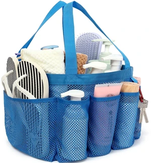 Mesh Shower Caddy Portable for College Dorm, Quick Dry Hanging Shower Bag with 8 Pockets, Bathroom Tote Organizer for Gym, Travel, Camping, Blue Mesh Shower Caddy Portable for College Dorm, Quick Dry Hanging Shower Bag with 8 Pockets, Bathroom Tote Organizer for Gym, Travel, Camping, Blue