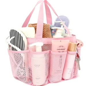Mesh Shower Caddy Portable for College Dorm, Quick Dry Hanging Shower Bag with 8 Pockets, Bathroom Tote Organizer for Gym, Travel, Camping, Pink Mesh Shower Caddy Portable for College Dorm, Quick Dry Hanging Shower Bag with 8 Pockets, Bathroom Tote Organizer for Gym, Travel, Camping, Pink