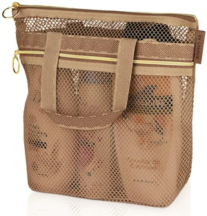 Lifestyle Mesh Shower Bag 10.2x9.9'' Quick-Dry Caddy with Zipper & 2 Pockets. Portable Toiletry Tote for Bathroom, Gym, Travel, Camp, Beach, for Sunscreen, Dorm & College Essentials (Brown) Lifestyle Mesh Shower Bag 10.2x9.9'' Quick-Dry Caddy with Zipper & 2 Pockets. Portable Toiletry Tote for Bathroom, Gym, Travel, Camp, Beach, for Sunscreen, Dorm & College Essentials (Brown)