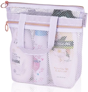 Lifestyle Mesh Shower Bag 10.2x9.9'' Quick-Dry Caddy with Zipper & 2 Pockets. Portable Toiletry Tote for Bathroom, Gym, Travel, Camp, Beach, for Sunscreen, Dorm & College Essentials (Light Gray) Lifestyle Mesh Shower Bag 10.2x9.9'' Quick-Dry Caddy with Zipper & 2 Pockets. Portable Toiletry Tote for Bathroom, Gym, Travel, Camp, Beach, for Sunscreen, Dorm & College Essentials (Light Gray)