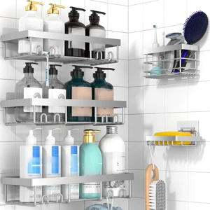 Adhesive Shower Caddy Organizer Shelves Rack - 5 Pack Corner Bathroom Storage Organization, Home & Kitchen Decor Inside RV Accessories, Hanging First Apartment Household Camper Essentials Adhesive Shower Caddy Organizer Shelves Rack - 5 Pack Corner Bathroom Storage Organization, Home & Kitchen Decor Inside RV Accessories, Hanging First Apartment Household Camper Essentials