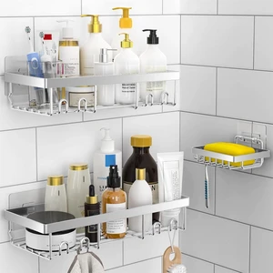 3-Pack Shower Caddy Basket Shelf with Soap Holder, No Drilling Traceless Adhesive Shower Wall Shelves, Rustproof Black Bathroom Shower Storage Organizer 3-Pack Shower Caddy Basket Shelf with Soap Holder, No Drilling Traceless Adhesive Shower Wall Shelves, Rustproof Black Bathroom Shower Storage Organizer