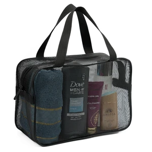 Mesh Shower Caddy Bag for Bathroom Gym Camping Portable Travel Mesh Toiletry Bag for Women Men (Black Large) Mesh Shower Caddy Bag for Bathroom Gym Camping Portable Travel Mesh Toiletry Bag for Women Men (Black Large)