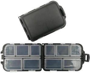 2x Small Hard Fishing Tackle Box Portable Case Hooks Lure Baits Storage Box Containers For Storing Swivels Jigs Hooks Sinker,10 Compartments (Black) 2x Small Hard Fishing Tackle Box Portable Case Hooks Lure Baits Storage Box Containers For Storing Swivels Jigs Hooks Sinker,10 Compartments (Black)