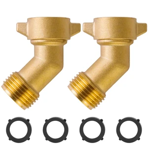 2 Pack Garden Hose Elbow Connector 45 Degree | Brass Hose Elbow with Easy Grip Hose Extender 3/4" Hose Adapter 2 Pack Garden Hose Elbow Connector 45 Degree | Brass Hose Elbow with Easy Grip Hose Extender 3/4" Hose Adapter