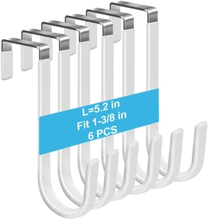6 Pack Over The Door Hooks, Door Hangers Hooks, Soft Rubber Surface Prevents Scratches, White Door Hooks for Bathroom, Living Room, Kitchen Hanging Clothes, Towels, Shoe Bag, Hats 6 Pack Over The Door Hooks, Door Hangers Hooks, Soft Rubber Surface Prevents Scratches, White Door Hooks for Bathroom, Living Room, Kitchen Hanging Clothes, Towels, Shoe Bag, Hats