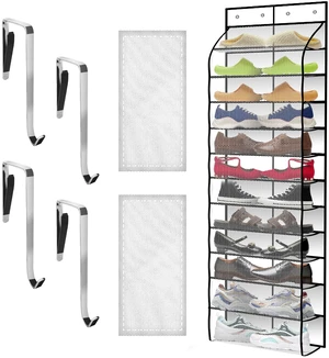 Over The Door Shoe Organizer with 12 Large Breathable Pockets - Durable Hanging Storage for the Entire Family's Shoes (White) Over The Door Shoe Organizer with 12 Large Breathable Pockets - Durable Hanging Storage for the Entire Family's Shoes (White)
