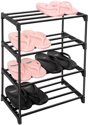 Upgrade 4-Tier Small Shoe Rack, Metal Stackable Kids Shoe Shelf Storage Shoe Stand Organizer for Closet Entryway Hallway,Zapateras Organizer for Shoes(Black) Upgrade 4-Tier Small Shoe Rack, Metal Stackable Kids Shoe Shelf Storage Shoe Stand Organizer for Closet Entryway Hallway,Zapateras Organizer for Shoes(Black)