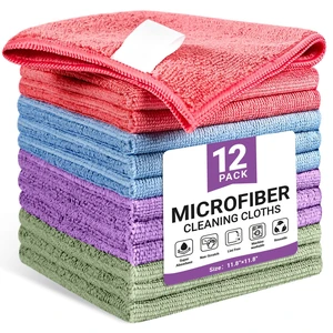 Microfiber Cleaning Cloth, 12 Pack Assorted Color Cleaning Rags for Housekeeping, Colorful Reusable Microfiber Towels for Car, Kitchen, Bathroom and Household Cleaning Supplies, 11.8"X11.8" Microfiber Cleaning Cloth, 12 Pack Assorted Color Cleaning Rags for Housekeeping, Colorful Reusable Microfiber Towels for Car, Kitchen, Bathroom and Household Cleaning Supplies, 11.8"X11.8"