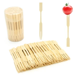 Mini Bamboo Forks 3.5 Inches, Small Forks Dessert, Cocktail Forks, Double Prong Toothpicks for Appetizer, Disposable Wooden/Wood Food Picks for Charcuterie Board Accessories. 110 PCS Mini Bamboo Forks 3.5 Inches, Small Forks Dessert, Cocktail Forks, Double Prong Toothpicks for Appetizer, Disposable Wooden/Wood Food Picks for Charcuterie Board Accessories. 110 PCS