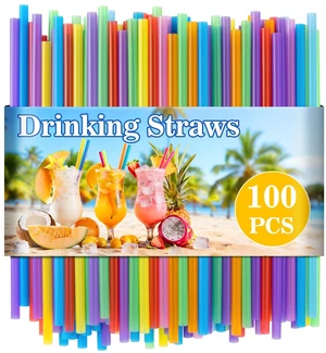 100PCS Colorful Plastic Straws Disposable for Party Drinks | Drinking Straws Bulk with Vibrant Colors for Birthday, Wedding, BBQ & Cocktail Drinks, 7.5 Inch 100PCS Colorful Plastic Straws Disposable for Party Drinks | Drinking Straws Bulk with Vibrant Colors for Birthday, Wedding, BBQ & Cocktail Drinks, 7.5 Inch