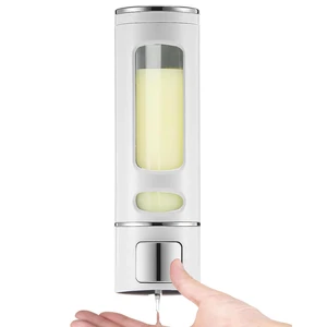 Single Wall Mounted Hand Soap Dispenser, 13.5oz/400ml White Shower Pump | Clear Refillable Liquid Lotion Soap Dispenser, Gel Container Shower Pump Dispenser and Organizer for Bathroom Kitchen Single Wall Mounted Hand Soap Dispenser, 13.5oz/400ml White Shower Pump | Clear Refillable Liquid Lotion Soap Dispenser, Gel Container Shower Pump Dispenser and Organizer for Bathroom Kitchen