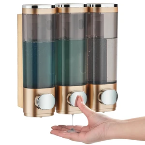 Pollock Shower Soap Dispenser No Drill 3 Chamber*300ML,Gold | Shampoo and Conditioner Dispenser Wall Mounted,Shampoo Body Wash Conditioner for Bathroom Large Capacity Pollock Shower Soap Dispenser No Drill 3 Chamber*300ML,Gold | Shampoo and Conditioner Dispenser Wall Mounted,Shampoo Body Wash Conditioner for Bathroom Large Capacity