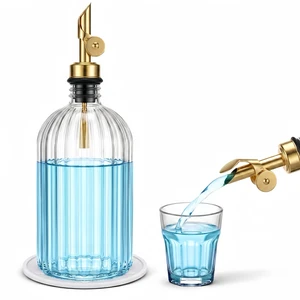 Mifoci Glass Mouthwash Dispenser for Bathroom Countertop, 14oz Luxury Refillable Mouthwash Container Bottle with Cup, Flip Spout, Stainless Steel Funnel, Coaster for Bathroom Decor Accessories, Clear Mifoci Glass Mouthwash Dispenser for Bathroom Countertop, 14oz Luxury Refillable Mouthwash Container Bottle with Cup, Flip Spout, Stainless Steel Funnel, Coaster for Bathroom Decor Accessories, Clear