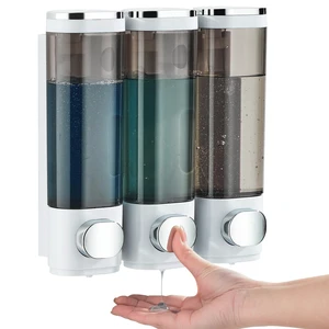Pollock Shower Soap Dispenser No Drill 3 Chamber*300ML,White | Shampoo and Conditioner Dispenser Wall Mounted,Shampoo Body Wash Conditioner for Bathroom Large Capacity Pollock Shower Soap Dispenser No Drill 3 Chamber*300ML,White | Shampoo and Conditioner Dispenser Wall Mounted,Shampoo Body Wash Conditioner for Bathroom Large Capacity
