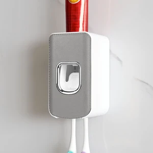 2 Slot Plastic Toothbrush Holder and Toothpaste Dispenser Wall Mounted, Automatic Toothpaste Squeezer, 2 in 1 Tooth Brush Toothpaste Organizer for Shower (Grey) 2 Slot Plastic Toothbrush Holder and Toothpaste Dispenser Wall Mounted, Automatic Toothpaste Squeezer, 2 in 1 Tooth Brush Toothpaste Organizer for Shower (Grey)
