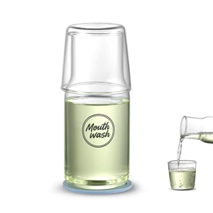 Onnzin Glass Mouthwash Dispenser for Bathroom,Mouthwash Bottle with Lid Cup | 12.17 OZ Refillable Mouth Wash Lotion Container Bottle with Lid Cup,Mouthwash Cup Reusable Onnzin Glass Mouthwash Dispenser for Bathroom,Mouthwash Bottle with Lid Cup | 12.17 OZ Refillable Mouth Wash Lotion Container Bottle with Lid Cup,Mouthwash Cup Reusable