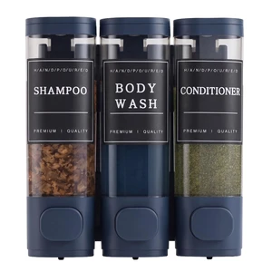 Shampoo and Conditioner Dispenser,Shower Soap Dispenser 3 Chamber No Drill Wall-Mounted for Bathroom & Hotel Leak-Proof Pumps, for Thick Liquids Like Conditioner - 1050ML High Capacity, Dark Blue Shampoo and Conditioner Dispenser,Shower Soap Dispenser 3 Chamber No Drill Wall-Mounted for Bathroom & Hotel Leak-Proof Pumps, for Thick Liquids Like Conditioner - 1050ML High Capacity, Dark Blue