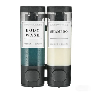 Shampoo and Conditioner Dispenser Bathroom Shower Soap Dispenser Wall Mounted Shampoo Dispenser for Shower Wall No Drill 2 * 350ml Black 2 Chamber with Waterproof Labels Shampoo and Conditioner Dispenser Bathroom Shower Soap Dispenser Wall Mounted Shampoo Dispenser for Shower Wall No Drill 2 * 350ml Black 2 Chamber with Waterproof Labels