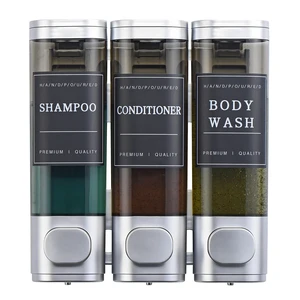 Shampoo and Conditioner Dispenser,Shower Soap Dispenser 3 Chamber No Drill Wall-Mounted for Bathroom & Hotel Leak-Proof Pumps, for Thick Liquids Like Conditioner - 1050ML High Capacity, Silver Shampoo and Conditioner Dispenser,Shower Soap Dispenser 3 Chamber No Drill Wall-Mounted for Bathroom & Hotel Leak-Proof Pumps, for Thick Liquids Like Conditioner - 1050ML High Capacity, Silver