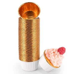 White and Gold Foil Cupcake Liners,100 pcs Disposable Muffin Liners 3.5 Oz Wrappers for Baking, Metallic Muffin Paper Cases Baking Cups, Wedding Party, Mother's Day Cupcake Liners White and Gold Foil Cupcake Liners,100 pcs Disposable Muffin Liners 3.5 Oz Wrappers for Baking, Metallic Muffin Paper Cases Baking Cups, Wedding Party, Mother's Day Cupcake Liners