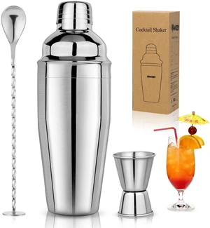 24oz Cocktail Shaker Set Martini Shaker Set Bartender Set | Professional 18/8 Stainless Steel Bar Tools with Margarita Mixer Drink Shaker, Measuring Jigger and Mixing Spoon (Silver) 24oz Cocktail Shaker Set Martini Shaker Set Bartender Set | Professional 18/8 Stainless Steel Bar Tools with Margarita Mixer Drink Shaker, Measuring Jigger and Mixing Spoon (Silver)
