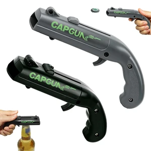 Cap Gun Bottle Opener, 2 Pack Bottle Cap Launcher Shooting Gun, Funny Party Opener for Men, Cool Gadget Present for Him - Black & Gray Cap Gun Bottle Opener, 2 Pack Bottle Cap Launcher Shooting Gun, Funny Party Opener for Men, Cool Gadget Present for Him - Black & Gray