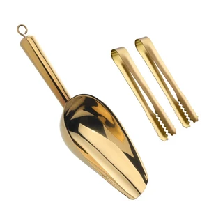 Mingcheng Stainless Steel Ice Scoop and Ice Tongs Small, Round Bottom Bar Ice Utility Scoop, 6 Inches Serving Tongs with Teeth for Large Cubes, Freezer, Ice Bucket Copper, Set of 3 (Gold) Mingcheng Stainless Steel Ice Scoop and Ice Tongs Small, Round Bottom Bar Ice Utility Scoop, 6 Inches Serving Tongs with Teeth for Large Cubes, Freezer, Ice Bucket Copper, Set of 3 (Gold)