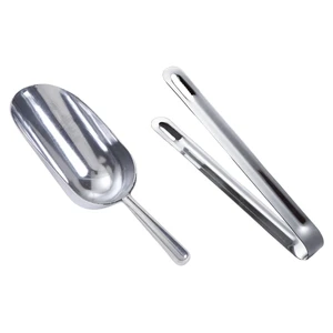 6oz Ice Scoop and Food Tong Set for Bar, One-Piece Cast Aluminum Bar Ice Flour Utility Scoop, Small Food Scoops and Stainless Steel Serving Tongs for Home Kitchen Wedding Pets 6oz Ice Scoop and Food Tong Set for Bar, One-Piece Cast Aluminum Bar Ice Flour Utility Scoop, Small Food Scoops and Stainless Steel Serving Tongs for Home Kitchen Wedding Pets