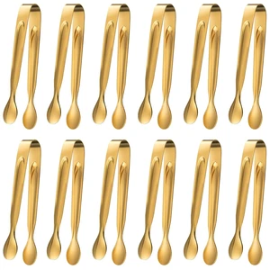 12Pcs Mini Serving Tongs,4.3"Stainless Steel Small Appetizer Tongs | Ice Tongs Sugar Tongs Mini Tongs for Appetizers Desserts Ice Bucket,Tea Party,Coffee Bar (Gold) 12Pcs Mini Serving Tongs,4.3"Stainless Steel Small Appetizer Tongs | Ice Tongs Sugar Tongs Mini Tongs for Appetizers Desserts Ice Bucket,Tea Party,Coffee Bar (Gold)