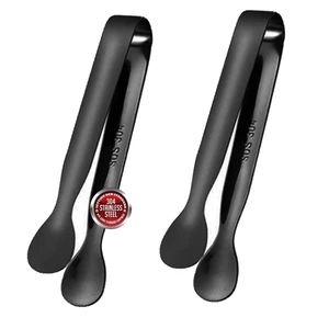 Stainless Steel Lace Side Sugar Clamp Tongs Ice Coffee Bar Buffet Kitchen Spoon - Black - 2 Pack Stainless Steel Lace Side Sugar Clamp Tongs Ice Coffee Bar Buffet Kitchen Spoon - Black - 2 Pack