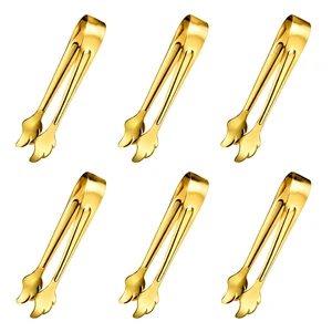 6-Piece Gold Mini Tongs, 4.33" Stainless Steel Ice Tongs for Ice Bucket | Scalloped Grip Tips | For Cocktails, Sugar Cubes, Tea Party, Dessert, Bar | Gold Finish | 6-Pack Set | Party Essentials 6-Piece Gold Mini Tongs, 4.33" Stainless Steel Ice Tongs for Ice Bucket | Scalloped Grip Tips | For Cocktails, Sugar Cubes, Tea Party, Dessert, Bar | Gold Finish | 6-Pack Set | Party Essentials