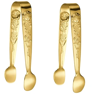 2 Pcs Ice Tongs, 4.1 Inch Gold Figure Stainless Steel Sugar Cube Tongs for Bar, Desserts, Tea, Coffee Party and Appetizers (2, gold) 2 Pcs Ice Tongs, 4.1 Inch Gold Figure Stainless Steel Sugar Cube Tongs for Bar, Desserts, Tea, Coffee Party and Appetizers (2, gold)