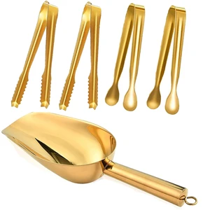 Stainless Steel Ice Scoop and Ice Tongs,Food Scoop Metal Ice Scooper&Buffet Clip for Home Bar Buffet Wedding Canisters, Easy Clean & Durable (gold) Stainless Steel Ice Scoop and Ice Tongs,Food Scoop Metal Ice Scooper&Buffet Clip for Home Bar Buffet Wedding Canisters, Easy Clean & Durable (gold)