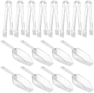 16Pcs Clear Plastic Ice Tongs and Scoops, Mini Serving Tongs and Buffet Scoop for Cocktail Whiskey Tea Party Candy Dessert Buffet 16Pcs Clear Plastic Ice Tongs and Scoops, Mini Serving Tongs and Buffet Scoop for Cocktail Whiskey Tea Party Candy Dessert Buffet