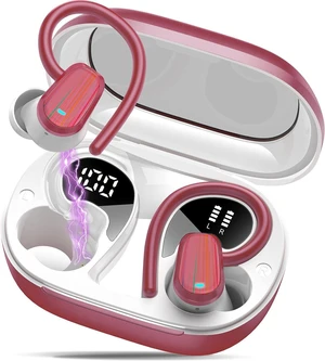 Wireless Earbuds, Headphones Sport Bluetooth 5.4, Over Ear Buds with ENC Noise Canceling Mic, Deep Bass Stereo Earphones with Hook, 50H Playback, LED Display, IP7 Ear Buds for Workout Running, Red Wireless Earbuds, Headphones Sport Bluetooth 5.4, Over Ear Buds with ENC Noise Canceling Mic, Deep Bass Stereo Earphones with Hook, 50H Playback, LED Display, IP7 Ear Buds for Workout Running, Red