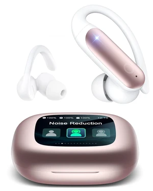 Wireless Earbuds Bluetooth 6.0 with ANC Touchscreen 40H Bass, Pink | Noise Cancelling Ear Buds with Ear Hooks for iOS, Android, Sports, Workout, Lightweight Over-ear Headphones Stereo Sound Wireless Earbuds Bluetooth 6.0 with ANC Touchscreen 40H Bass, Pink | Noise Cancelling Ear Buds with Ear Hooks for iOS, Android, Sports, Workout, Lightweight Over-ear Headphones Stereo Sound