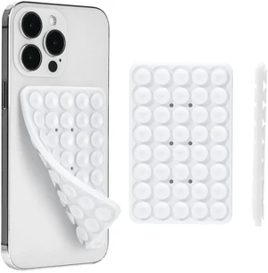 Silicone Suction Phone Case Adhesive Mount, Hands-Free Strong Grip Holder for Selfies, Silicon Adhesive Stand Sticky for Cell Phone (White) Silicone Suction Phone Case Adhesive Mount, Hands-Free Strong Grip Holder for Selfies, Silicon Adhesive Stand Sticky for Cell Phone (White)