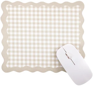 Brown Scalloped Gingham Mouse Pad 9x7.9 Inch | 9x7.9 Inch Size, Waterproof Rubber Base with Stitched Edges, Soft Surface for Office Desk, Back to School Gift for Girls Brown Scalloped Gingham Mouse Pad 9x7.9 Inch | 9x7.9 Inch Size, Waterproof Rubber Base with Stitched Edges, Soft Surface for Office Desk, Back to School Gift for Girls