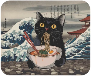 Black Cat Ramen Mousepad Japanese Great Wave Art Desk Mat | Kawaii Anime Mouse Pad for Gaming, Office & Desk Decor | Non-Slip Rubber Base Black Cat Ramen Mousepad Japanese Great Wave Art Desk Mat | Kawaii Anime Mouse Pad for Gaming, Office & Desk Decor | Non-Slip Rubber Base